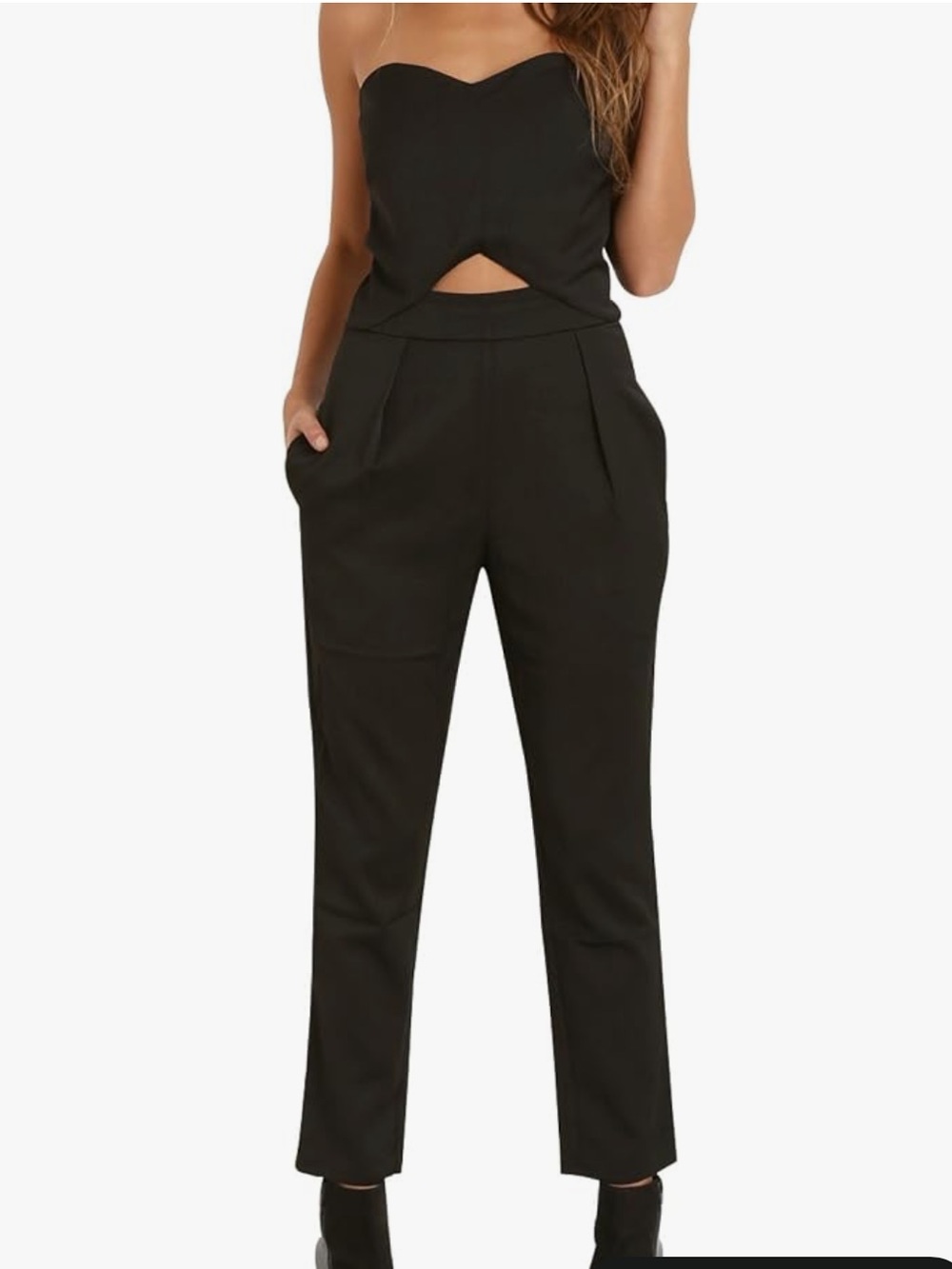 Three of Something Tidal Black Strapless Playsuit Jumpsuit